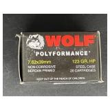 WOLF 7.62X39MM 123 GR. HP STEEL CASE 20 ROUNDS
