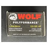 WOLF 7.62X39MM 123 GR. HP STEEL CASE 20 ROUNDS