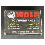 WOLF 7.62X39MM 123 GR. HP STEEL CASE 20 ROUNDS