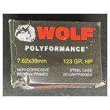 WOLF 7.62X39MM 123 GR. HP STEEL CASE 20 ROUNDS