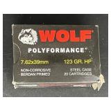 WOLF 7.62X39MM 123 GR. HP STEEL CASE 20 ROUNDS