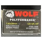 WOLF 7.62X39MM 123 GR. HP STEEL CASE 20 ROUNDS
