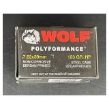 WOLF 7.62X39MM 123 GR. HP STEEL CASE 20 ROUNDS