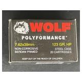 WOLF 7.62X39MM 123 GR. HP STEEL CASE 20 ROUNDS