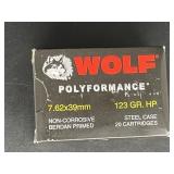 WOLF 7.62X39MM 123 GR. HP STEEL CASE 20 ROUNDS