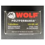 WOLF 7.62X39MM 123 GR. HP STEEL CASE 20 ROUNDS