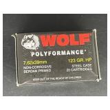 WOLF 7.62X39MM 123 GR. HP STEEL CASE 20 ROUNDS