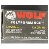 WOLF 7.62X39MM 123 GR. HP STEEL CASE 20 ROUNDS