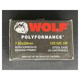 WOLF 7.62X39MM 123 GR. HP STEEL CASE 20 ROUNDS
