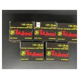 TULAMMO 7.62X39MM STEEL CASE 20 ROUNDS 5 BOXES