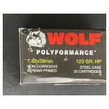 WOLF 7.62X39MM 123 GR. HP STEEL CASE 20 ROUNDS