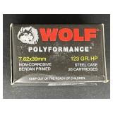 WOLF 7.62X39MM 123 GR. HP STEEL CASE 20 ROUNDS