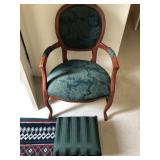 French Style Parlor Chair w/Cabriole Legs & Stool