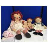 Collection of Cloth Raggedy Anne Dolls