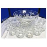 Vintage Punch Bowl with Glasses