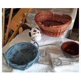 Baskets, Glass, Bank & Pottery