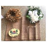 Two Wreaths, Wall Decor and Rug
