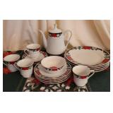 TEINSEN China Set w/ Poinsetta Tablecloth