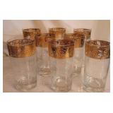 8pc Gold Trimmed Glasses