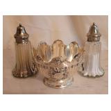 Silver Sugar Bowl w/ Salt & Pepper Shakers