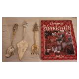 Silver Christmas Serving Utensils plus Book