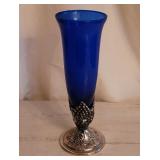 Cobalt & Silver Vase  11"
