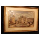 Vintage Embroidered Castle Tapestry