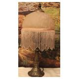 Pink Mottled Glass Tiffany Style Lamp - works