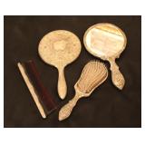 4 Pcs Vintage Pressed Metal Vanity Set