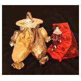 2 Pcs Harlequin Jester Dolls & Scarf