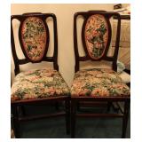 2 Vintage Queen Anne Style Upholstered Chairs