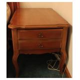 Vintage Oak French Style Side Table W/Drawers
