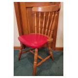 Red Leather Bottom Colonial Style Chair