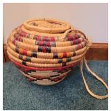 Vintage Hand Woven Basket with Lid