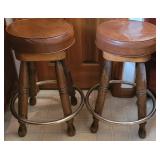 2 Leather Swivel Stools