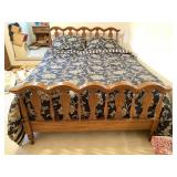 Queen Wooden and Carved Bedframe