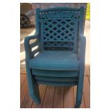 4 Plastic Outdoor Chairs - Lattice & Rose Detail