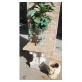 Stone Top Concrete Table & Flower Urns