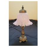 Pink Mottled Glass Tiffany Style Desk Lamp - works