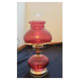 Vintage Cranberry Glass Lamp - works