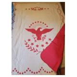 Vintage White & Red Federal Eagle Quilt