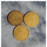 3 Pcs Vintage Tokens - 82 Worlds Fair