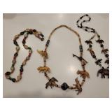 3 Pcs African Hand Carved Wood Necklaces