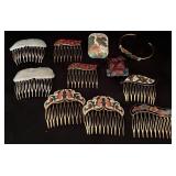 Cloisonne Hair Combs, Scarf Clips & Bracelet