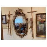 Oval Victorian Mirror & Religious Décor
