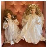 2 Pcs Vintage Porcelain Dolls