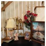 Angel Lamp, Frames, Faux Flowers ++