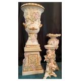Grapes/Angels Candle Pillars & Plant Stand
