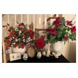 Various Red & White Floral Décor