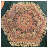Asian Style Hexagon Pink Floral Rug